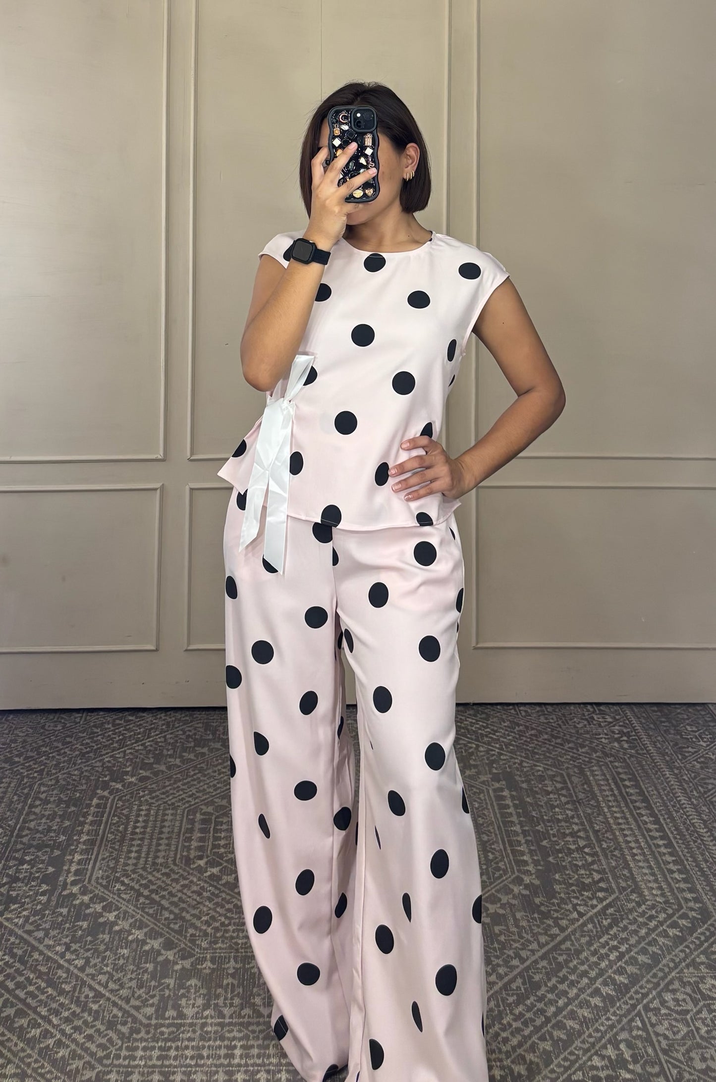 Conjunto Lunares Blusa y Pantalón Wide Leg