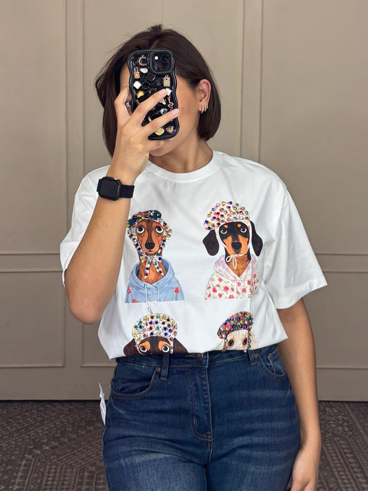 Playera Estampado de Perritos