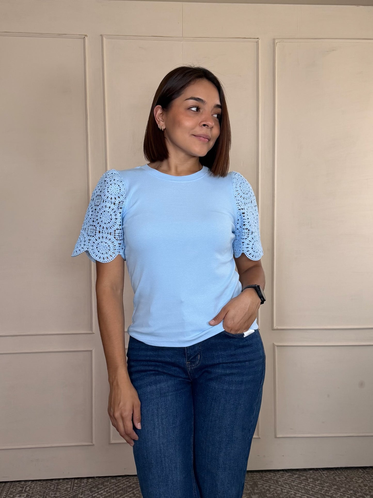 Blusa stech encaje en mangas