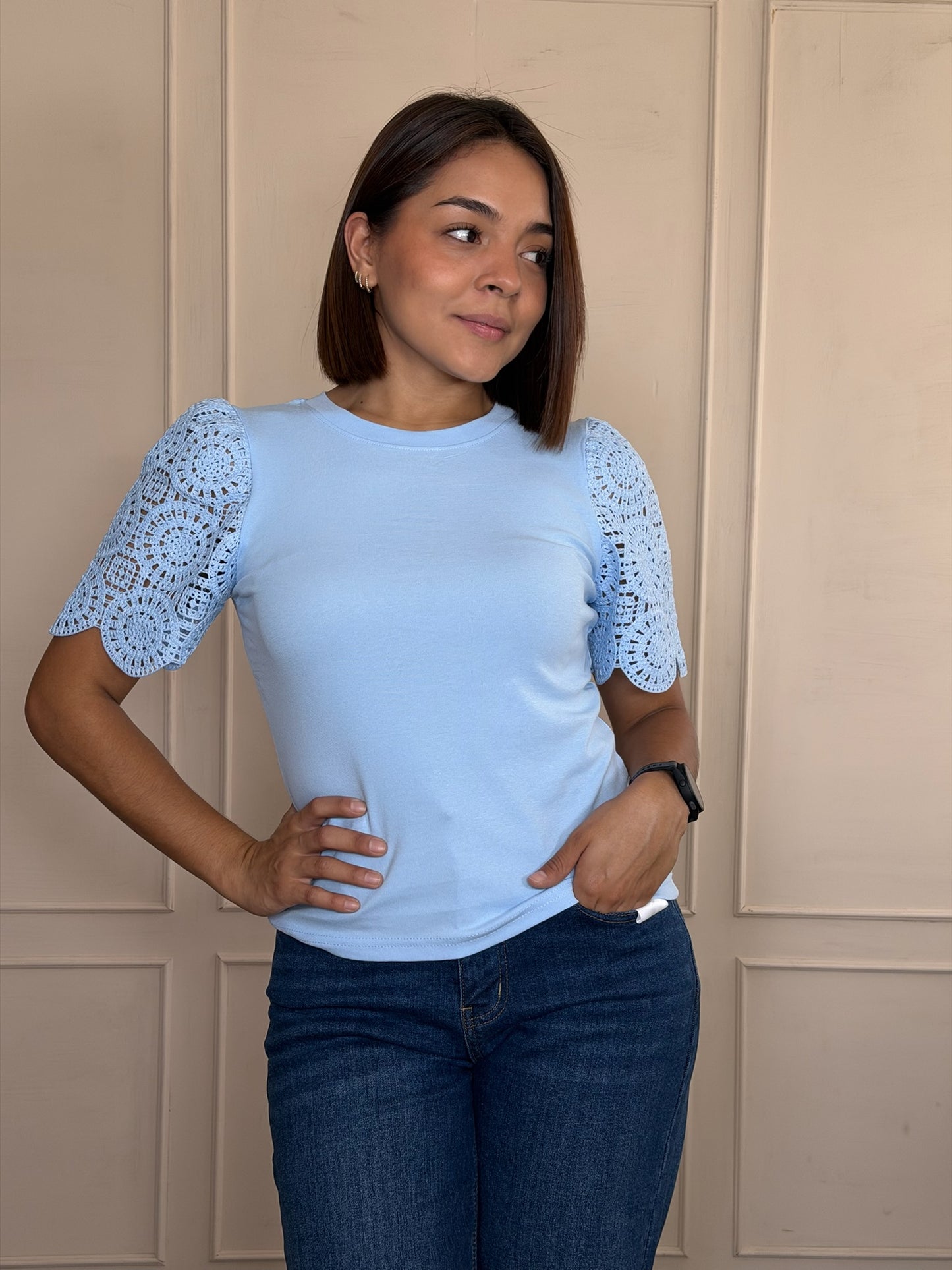 Blusa stech encaje en mangas