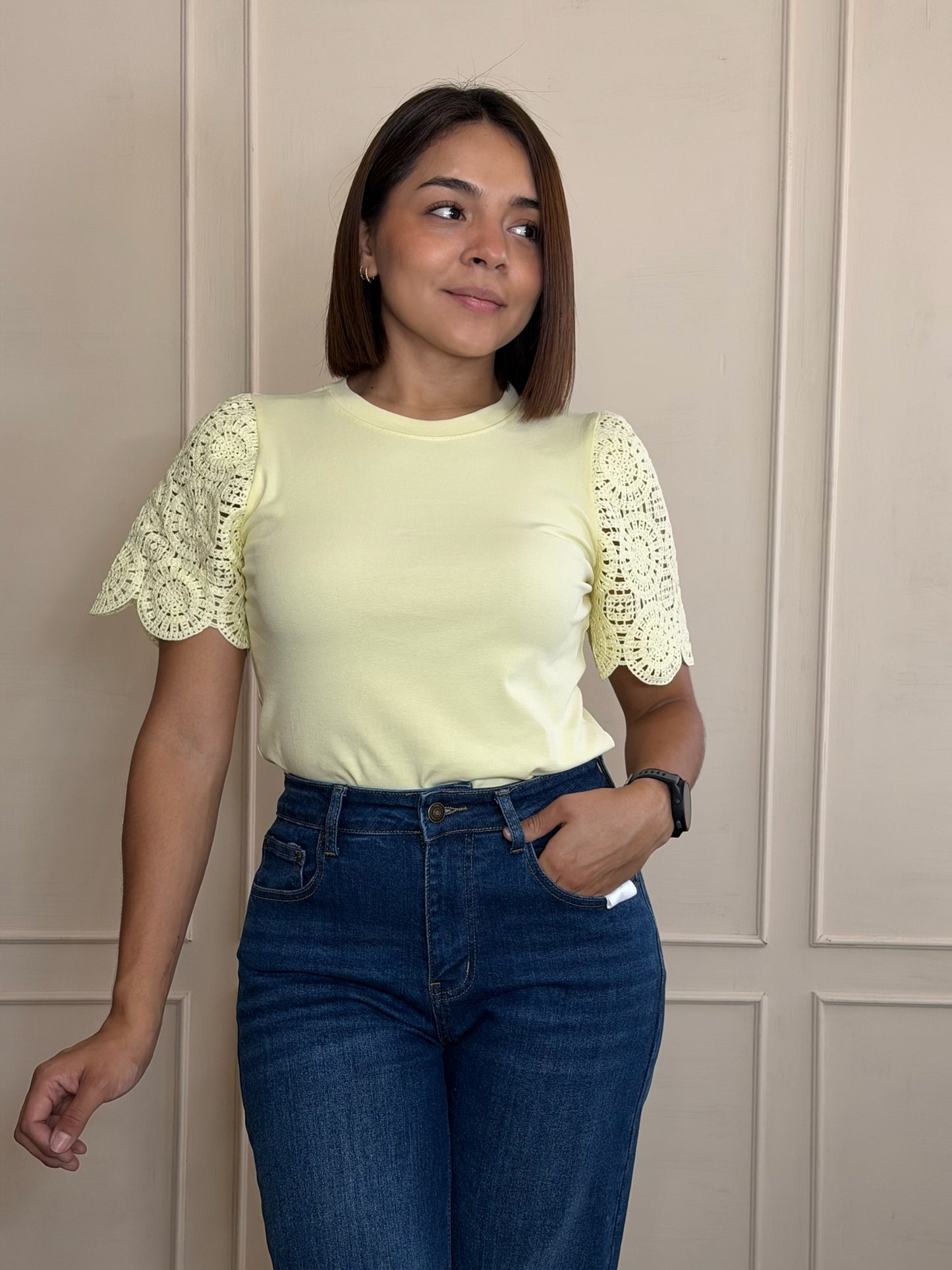 Blusa stech encaje en mangas