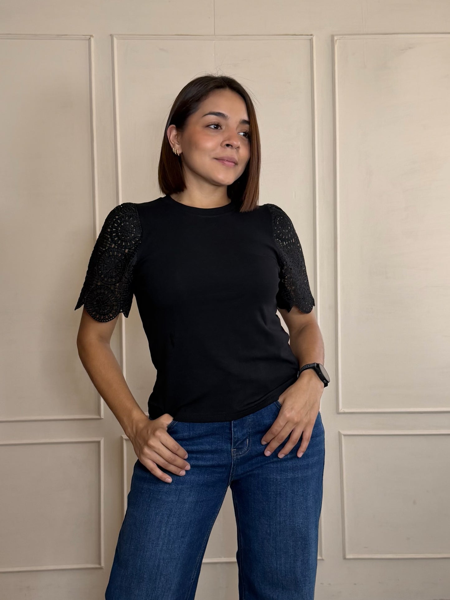 Blusa stech encaje en mangas