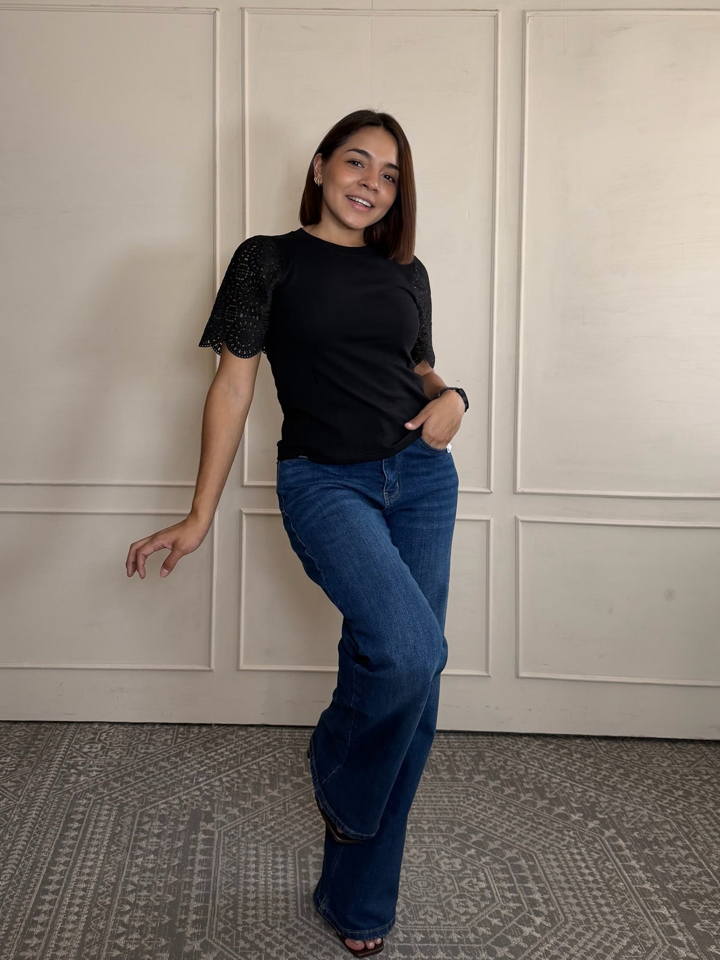 Blusa stech encaje en mangas