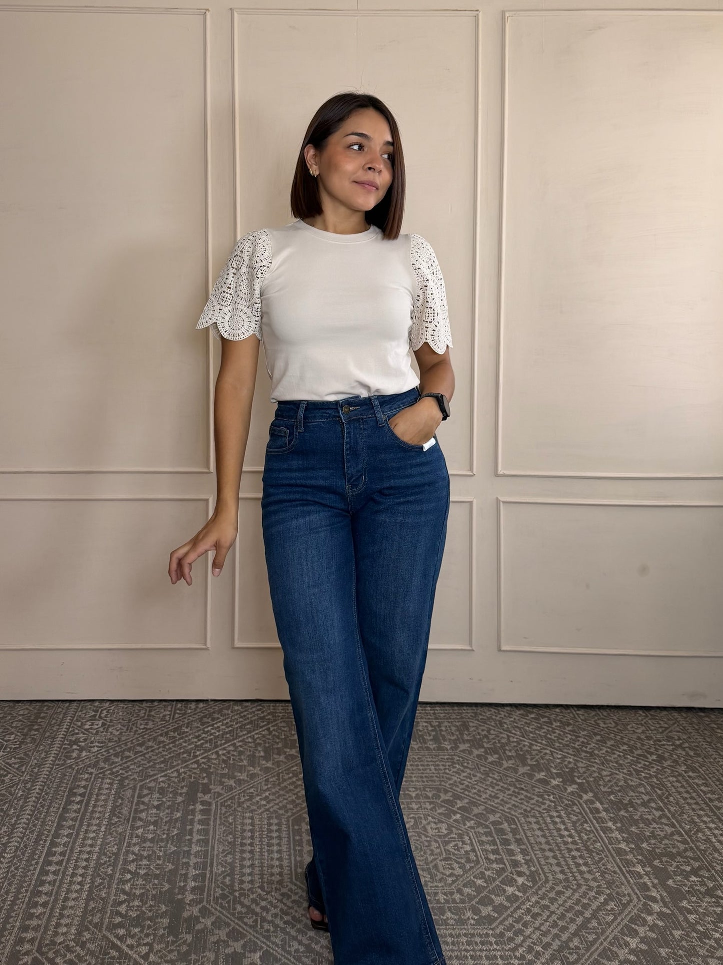 Blusa stech encaje en mangas