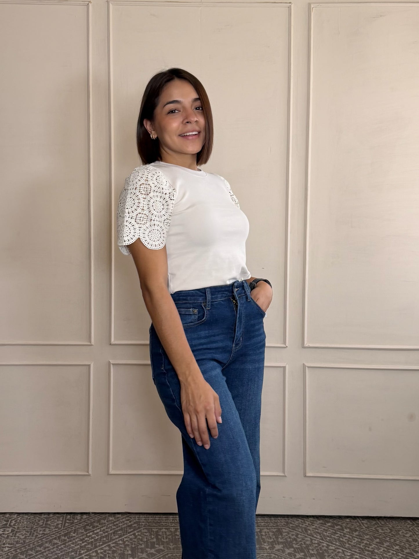 Blusa stech encaje en mangas