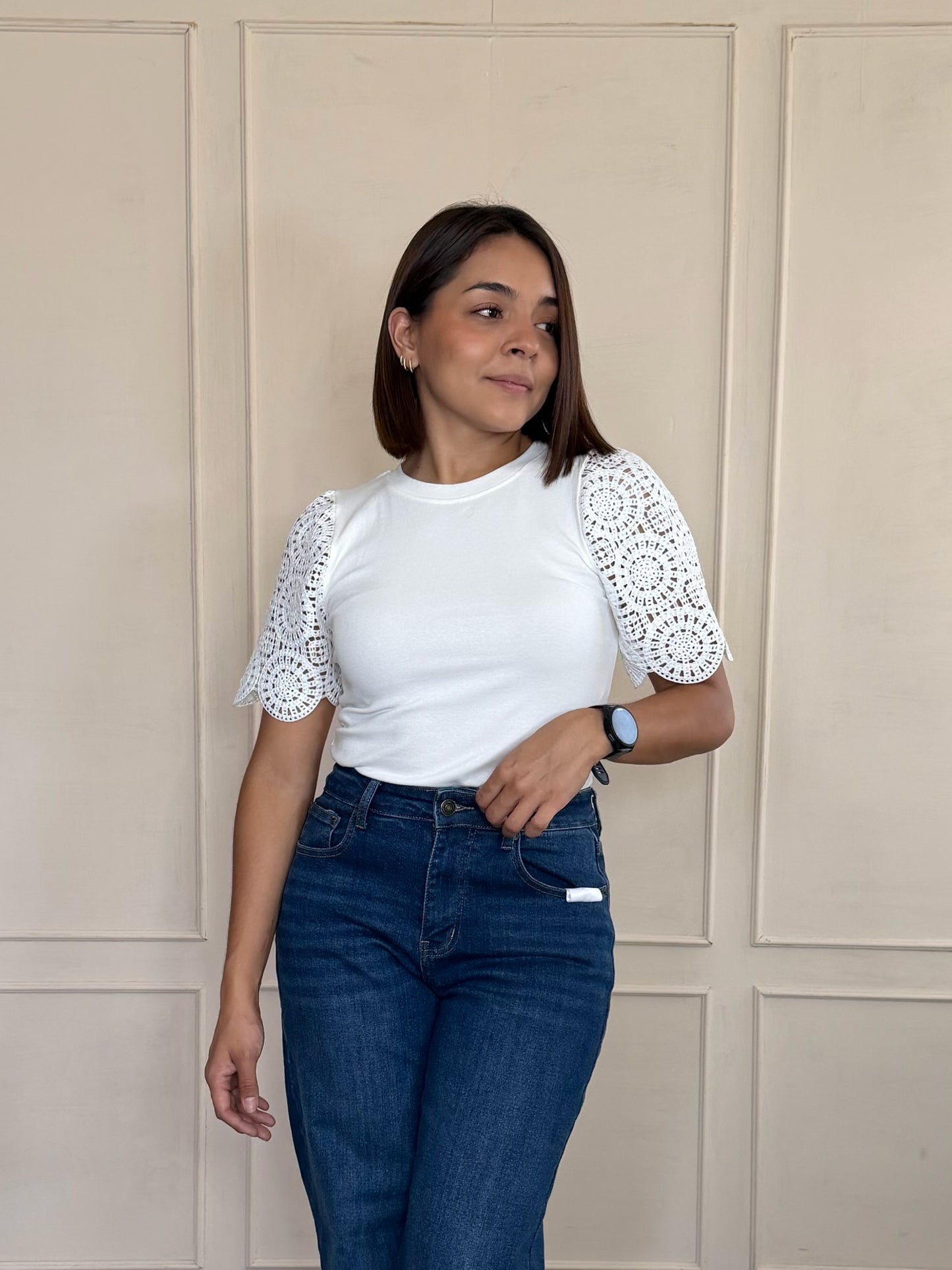 Blusa stech encaje en mangas