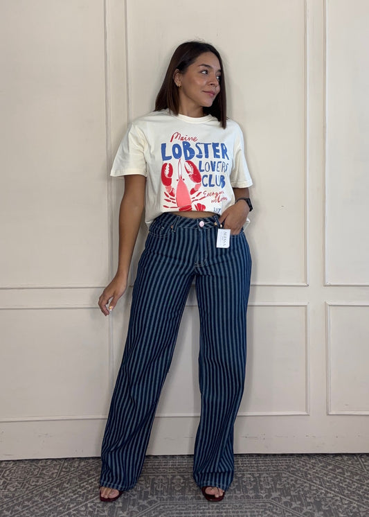 Pantalón Regina · Mezclilla a Rayas