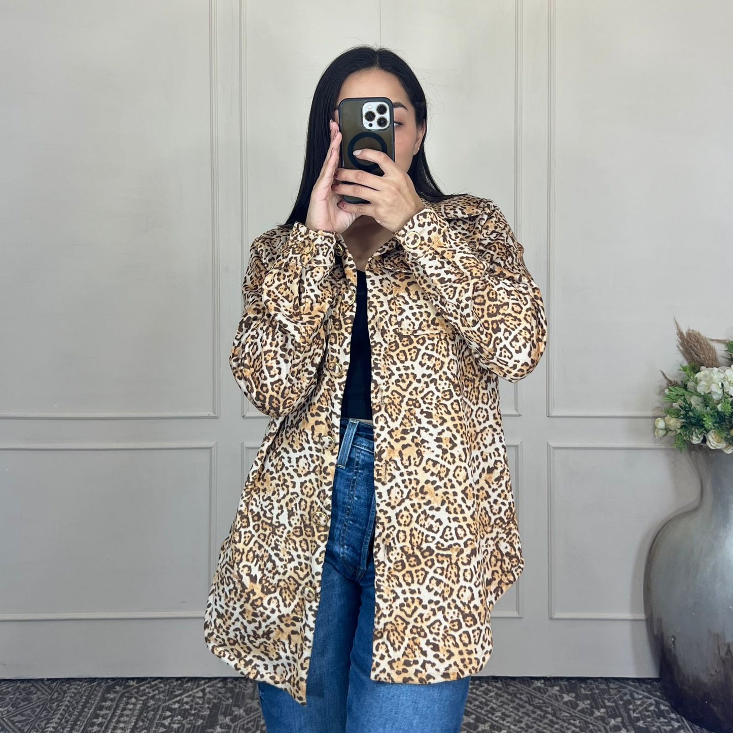 Chaqueta animal print gamuza