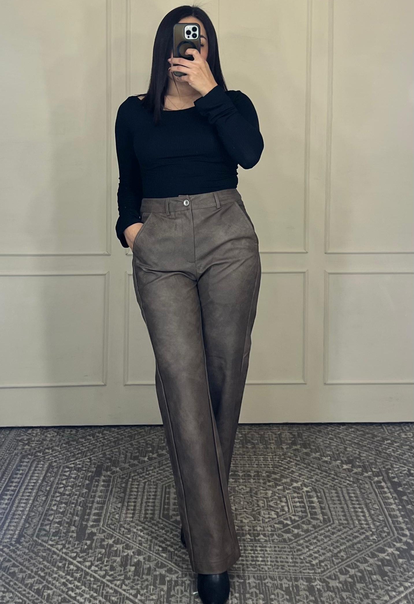 Pantalon vinil corte recto