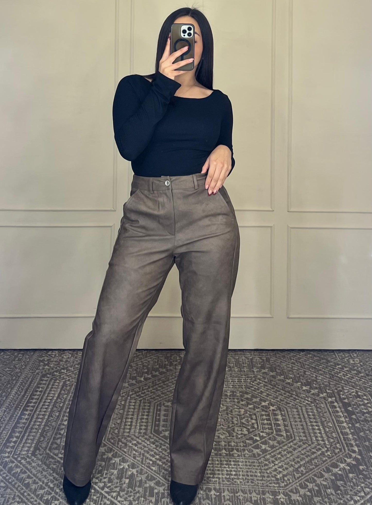 Pantalon vinil corte recto