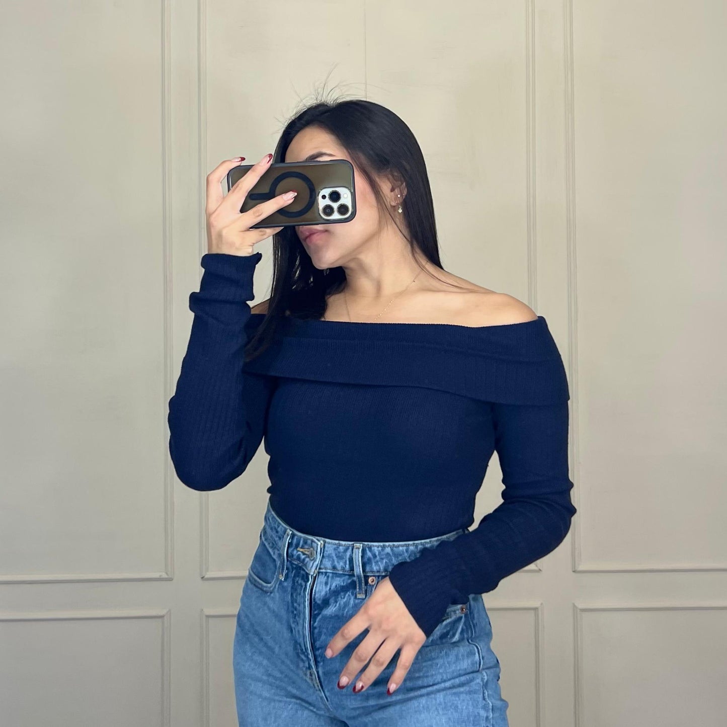 Blusa manga larga hombro