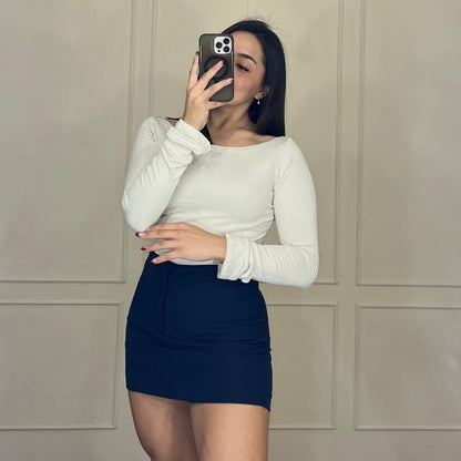 Short falda vestir azul
