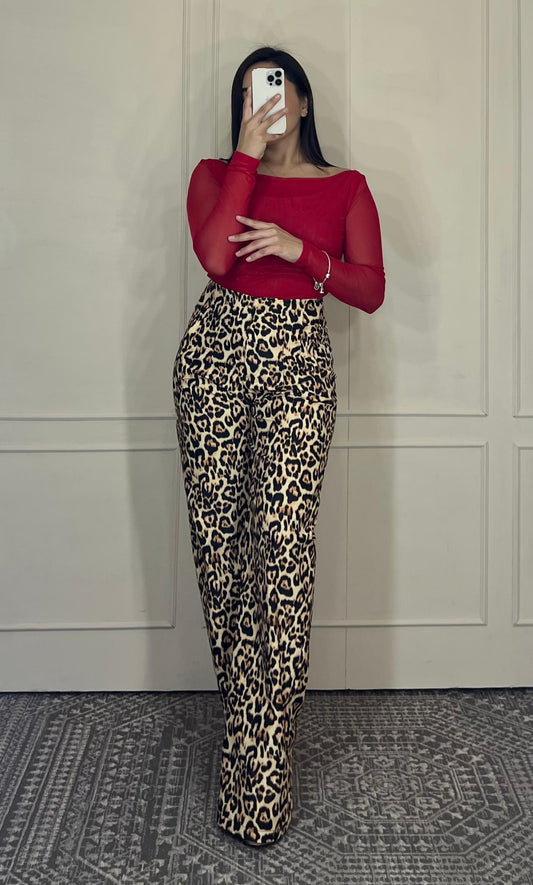 Pantalon animal print corte recto