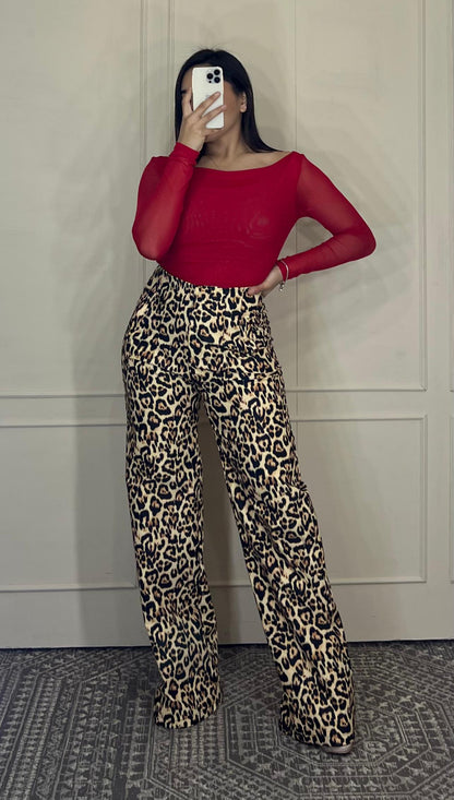 Pantalon animal print corte recto