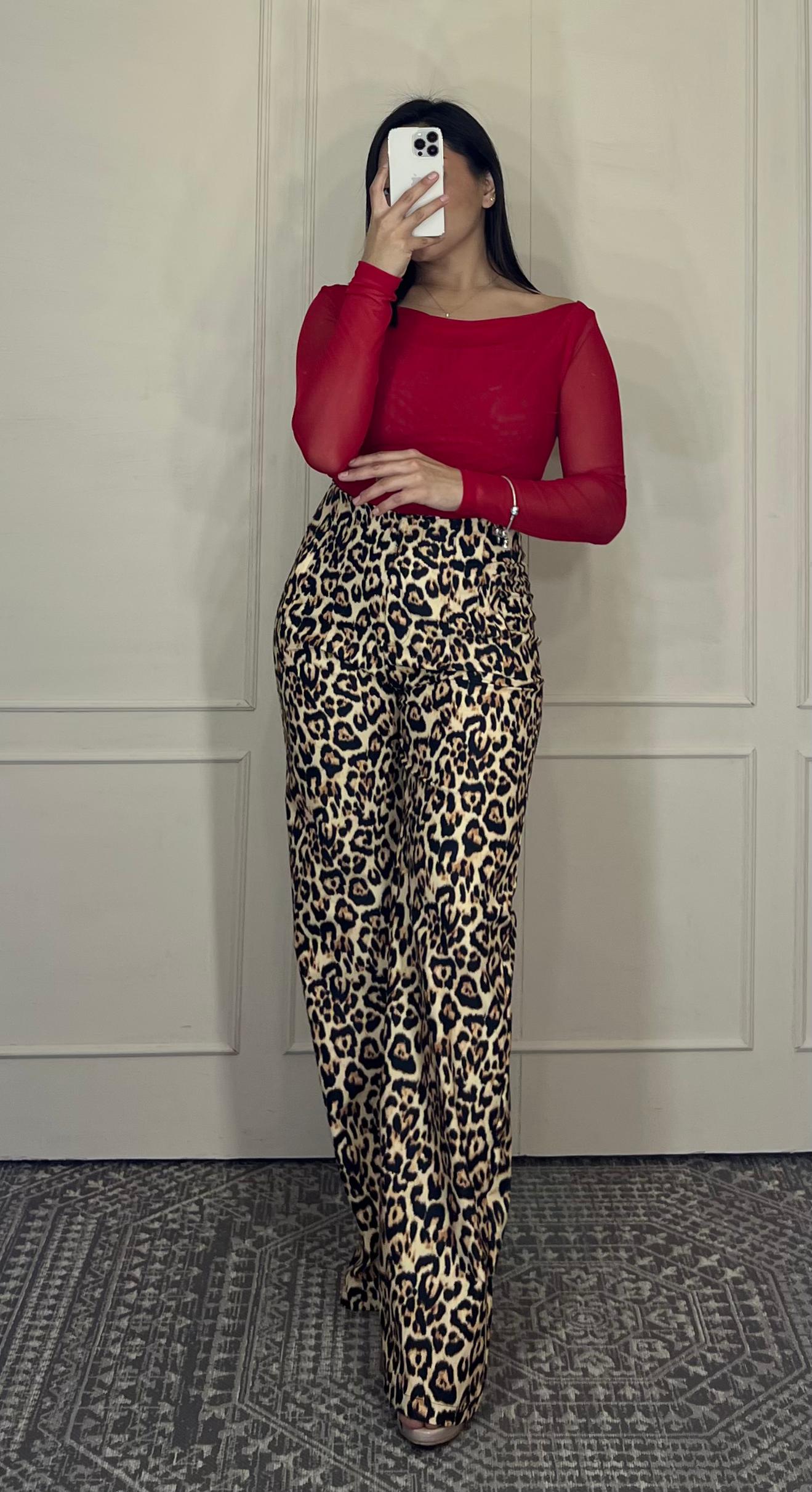 Pantalon animal print corte recto