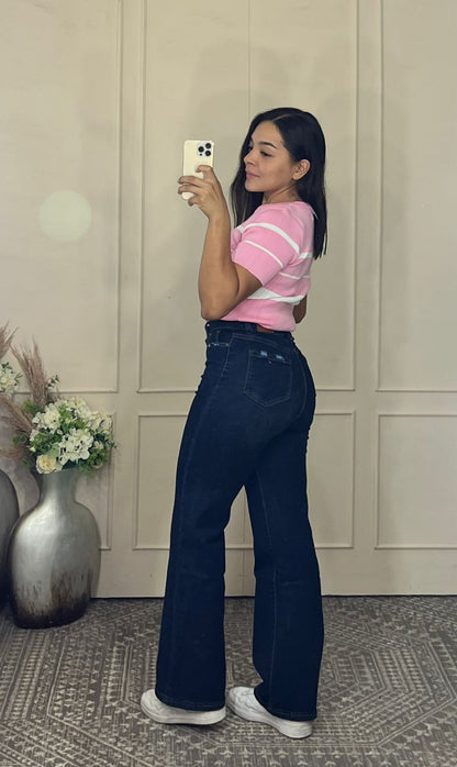 Pantalon de mezclilla azul recto