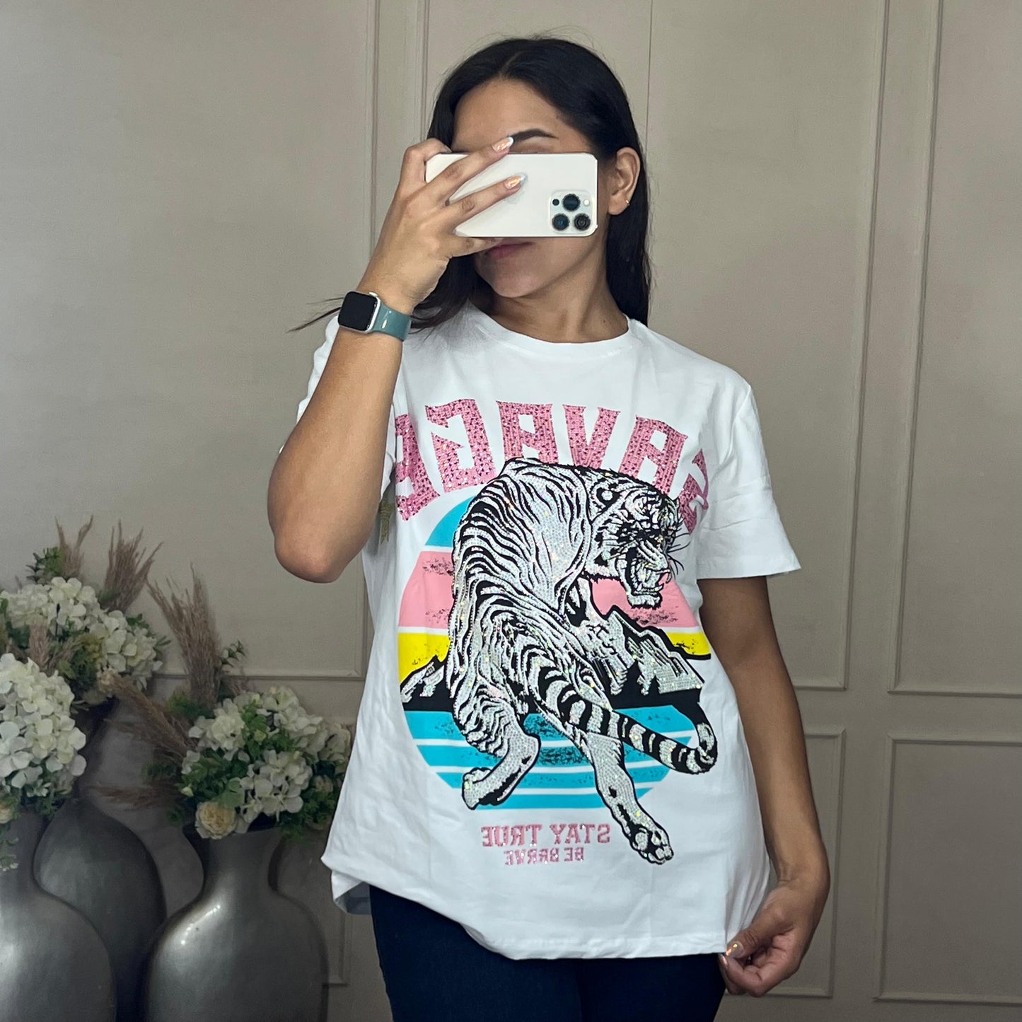 Blusa dibujos animados brillos unitalla