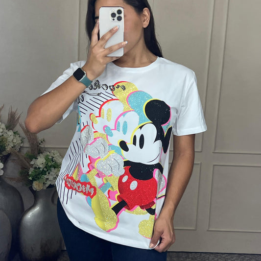 Blusa dibujos animados brillos unitalla