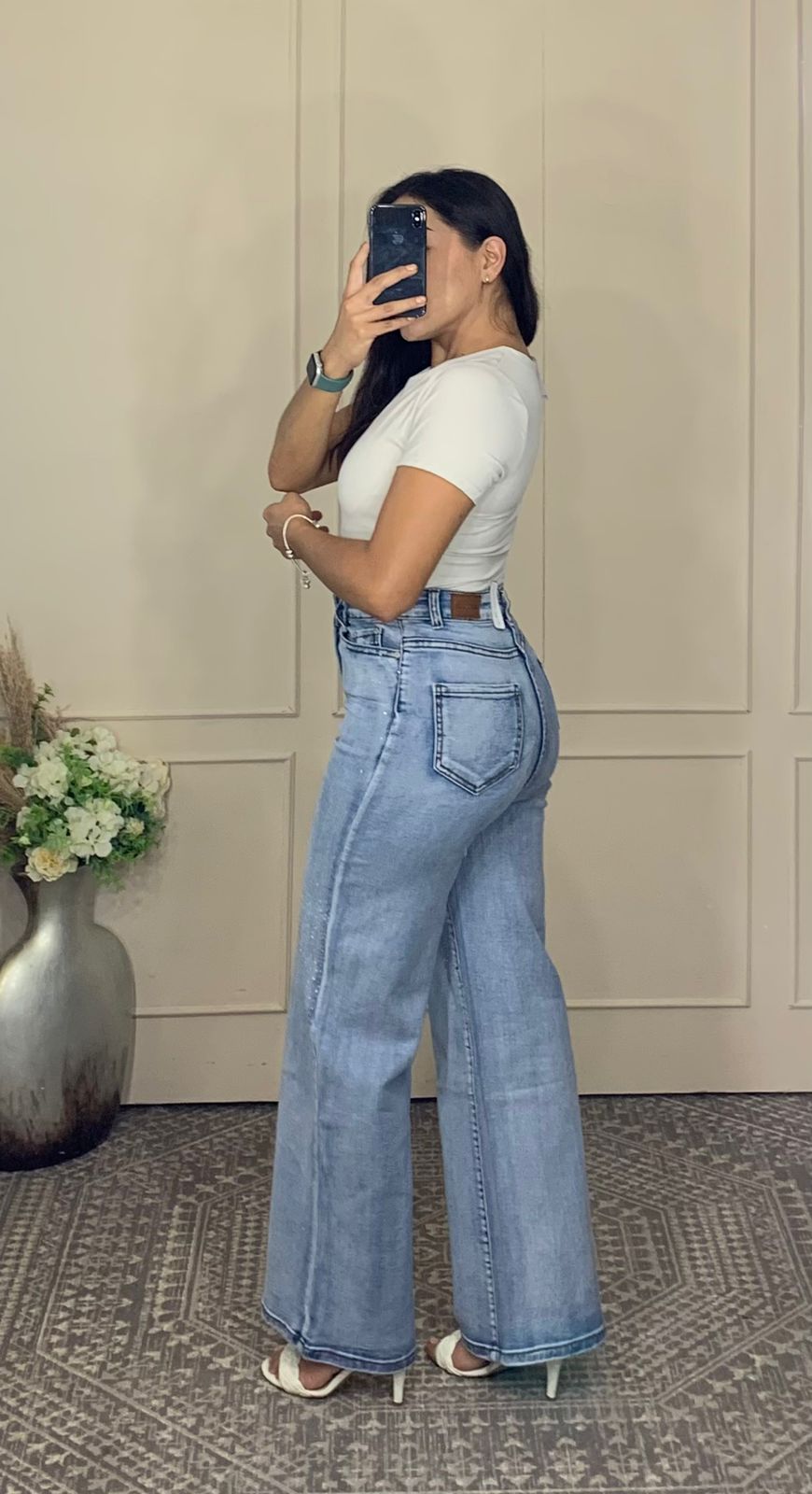 Pantalon mezclilla claro brillos 2