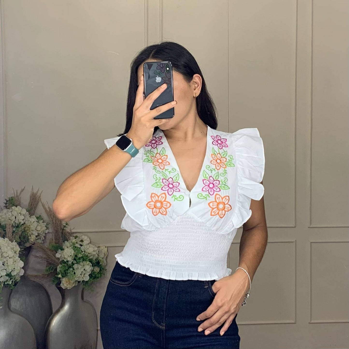 Blusa flores mexicana