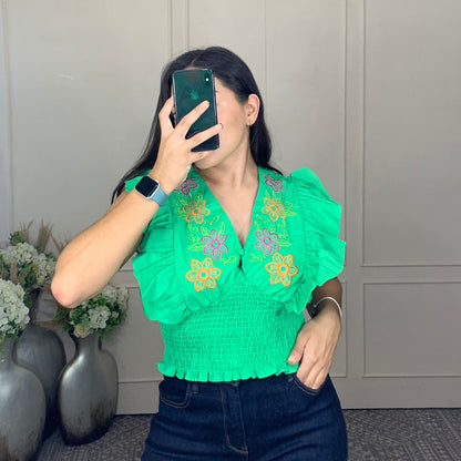 Blusa flores mexicana