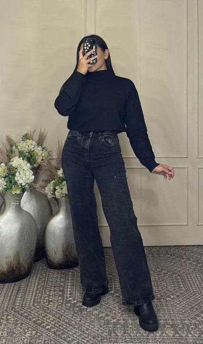 Pantalon brillos corte recto