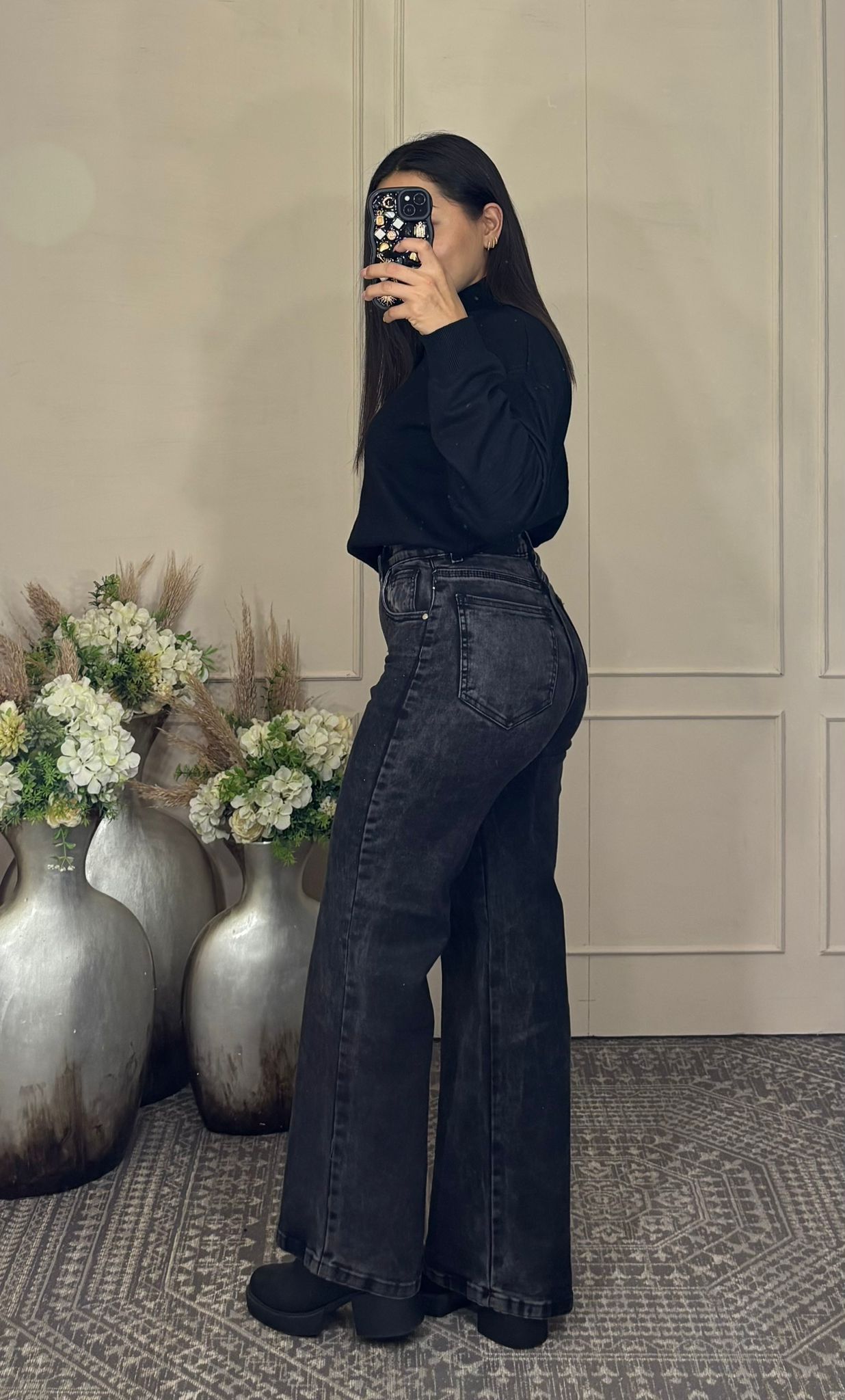 Pantalon brillos corte recto