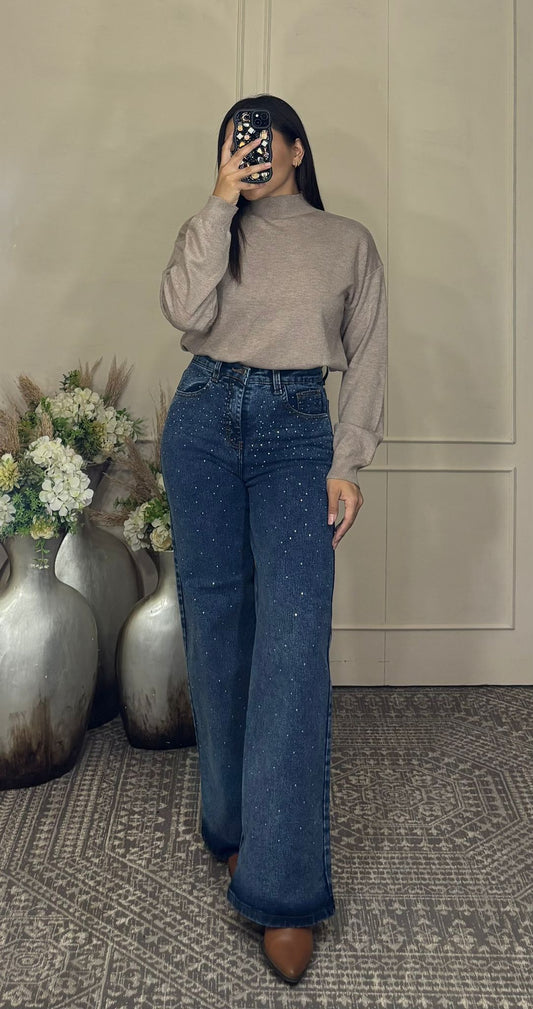 Pantalon brillos corte recto