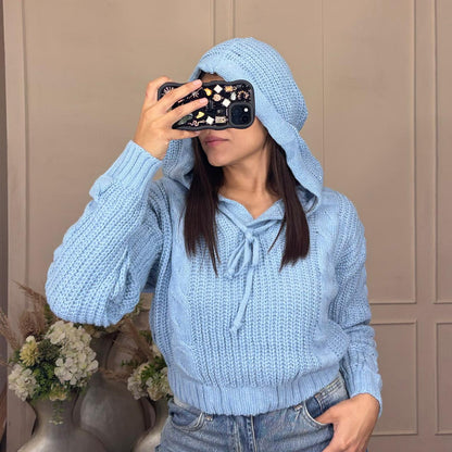 Sueter tejido con gorro