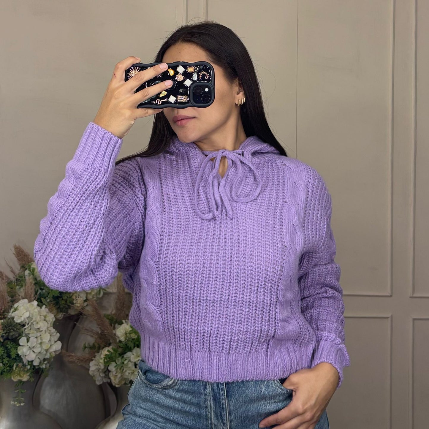 Sueter tejido con gorro