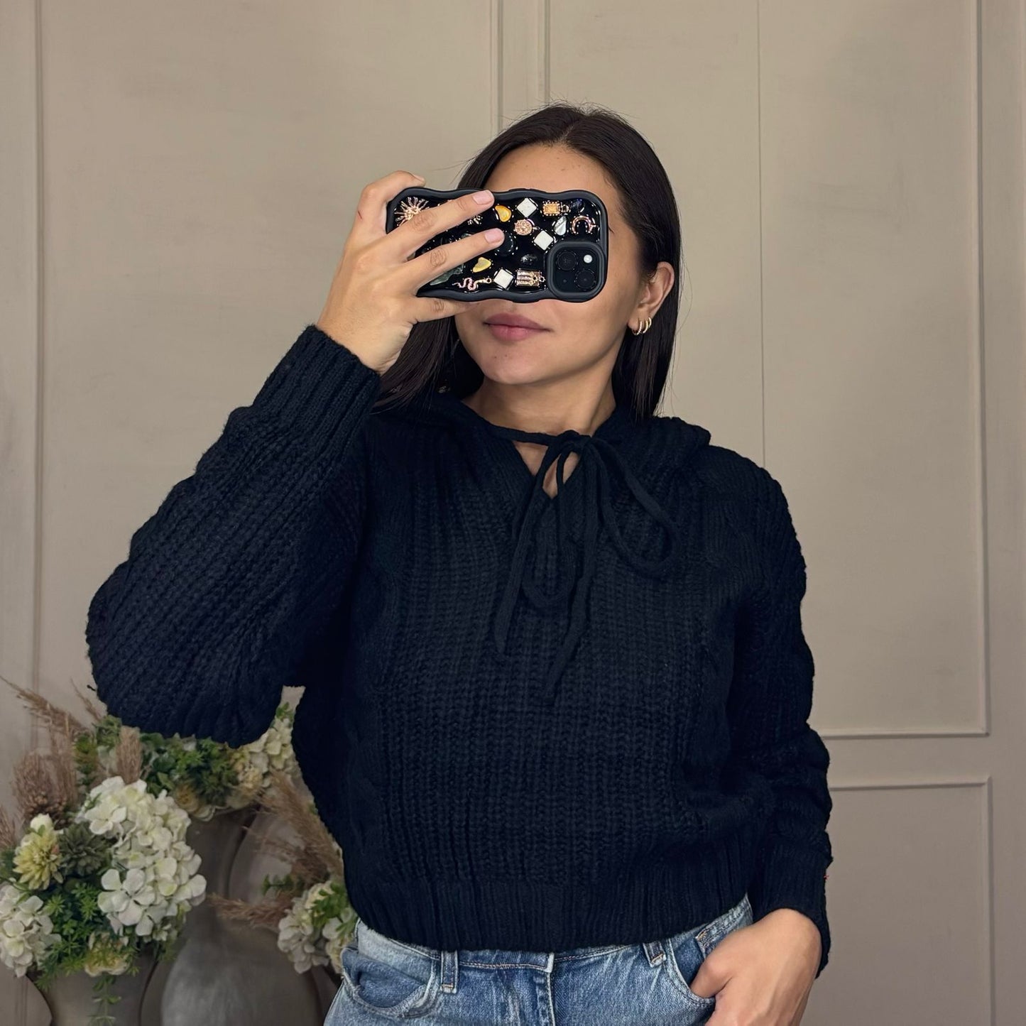 Sueter tejido con gorro