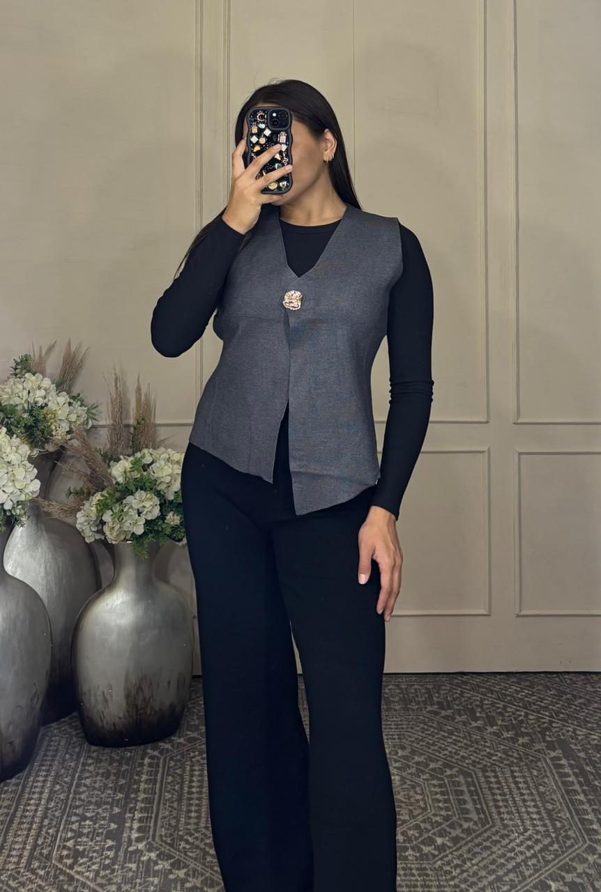 Chaleco otoño boton grande