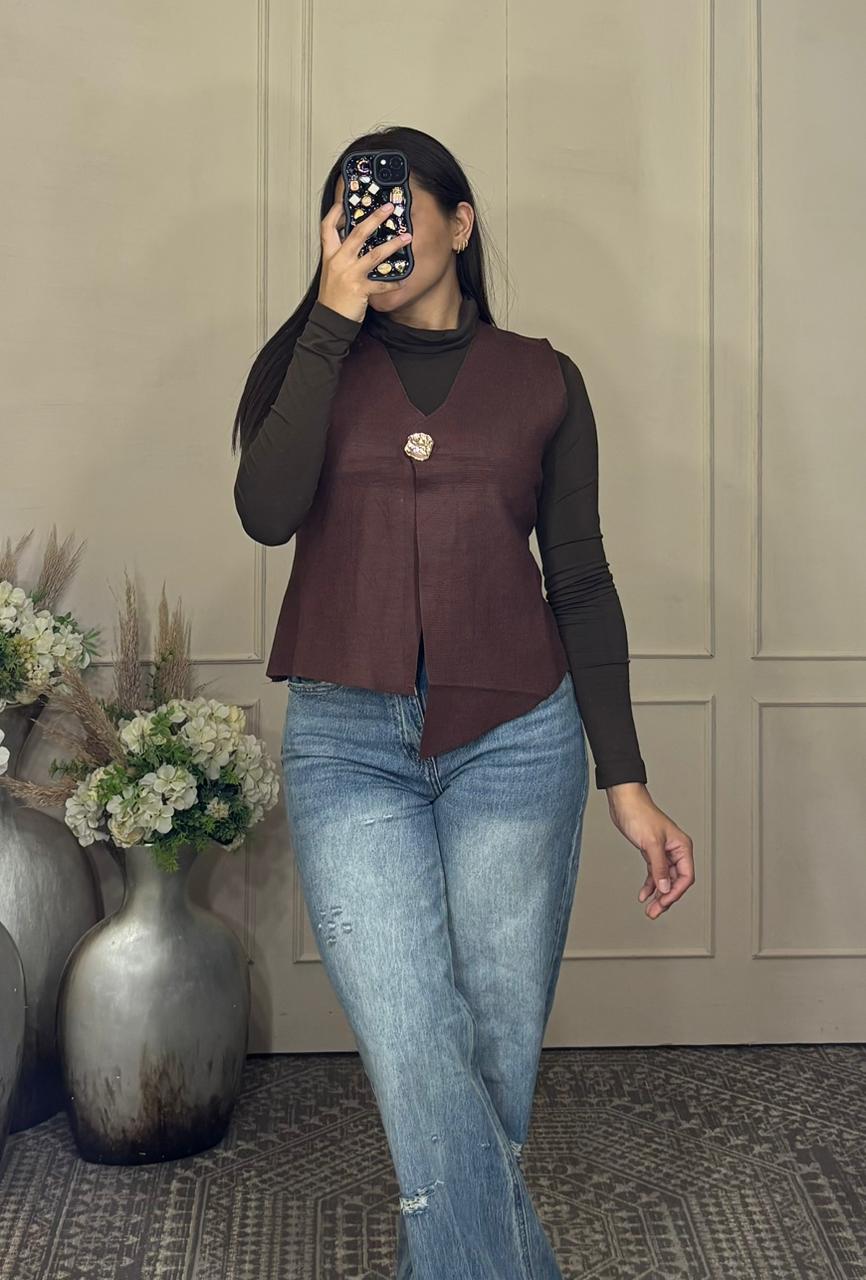 Chaleco otoño boton grande