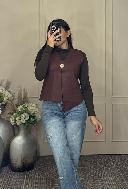 Chaleco otoño boton grande