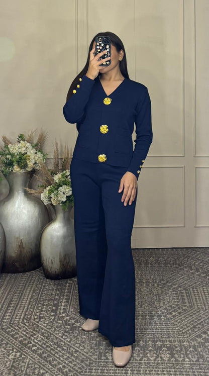 Conjunto boton dorado manga larga