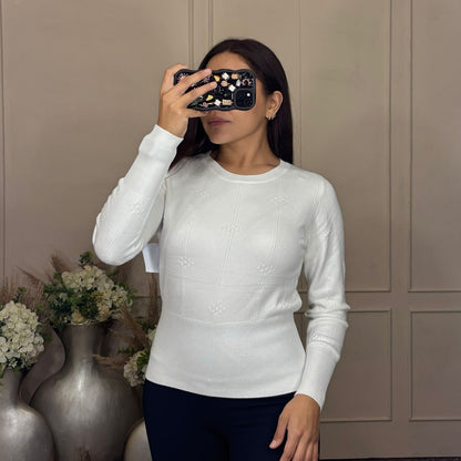 Sueter cintura cuello redondo manga larga