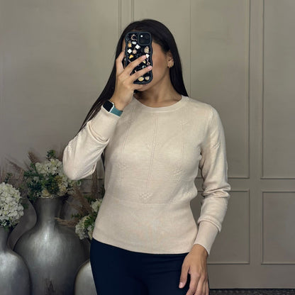Sueter cintura cuello redondo manga larga