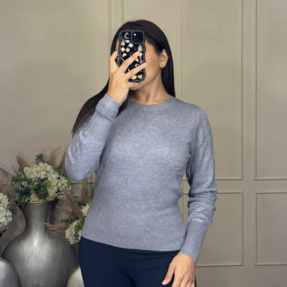 Sueter cintura cuello redondo manga larga