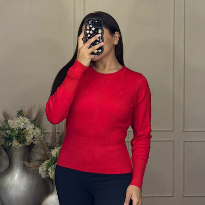 Sueter cintura cuello redondo manga larga