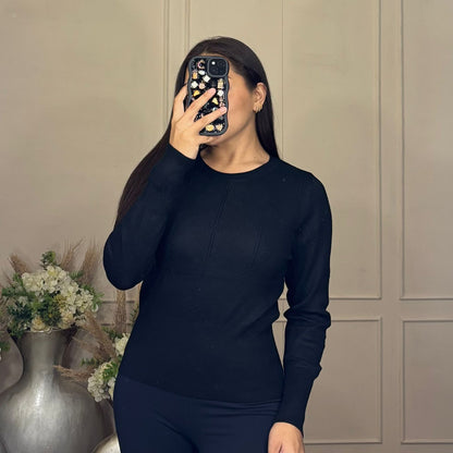 Sueter cintura cuello redondo manga larga