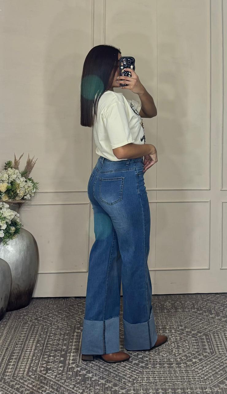 Pantalon mezclilla doblez