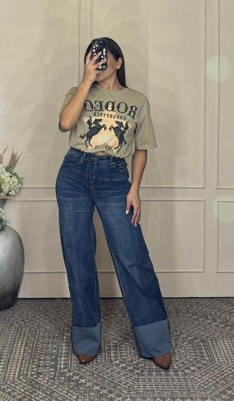 Pantalon mezclilla doblez