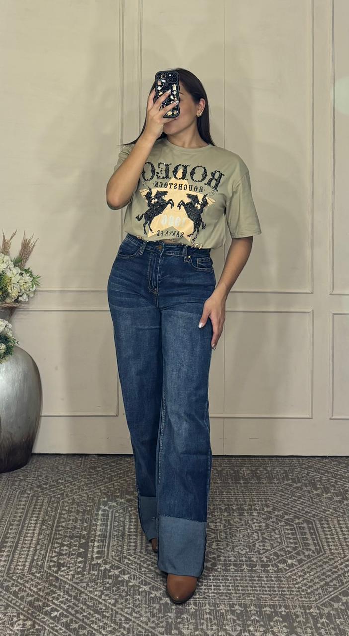 Pantalon mezclilla doblez