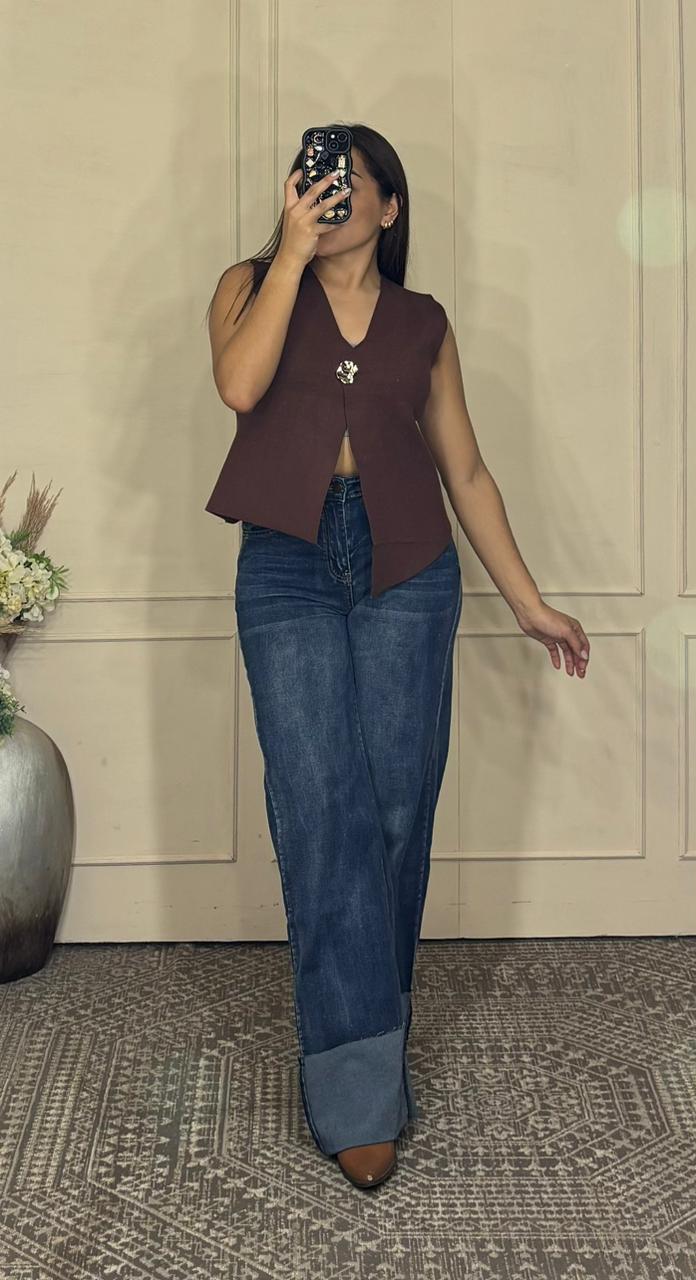 Pantalon mezclilla doblez