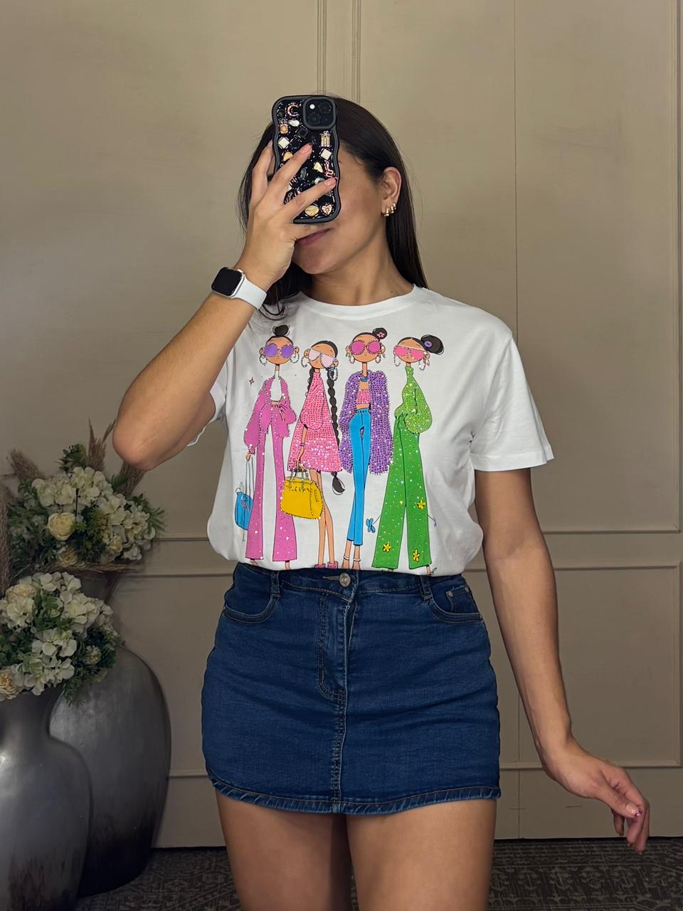 Playera monas brillos