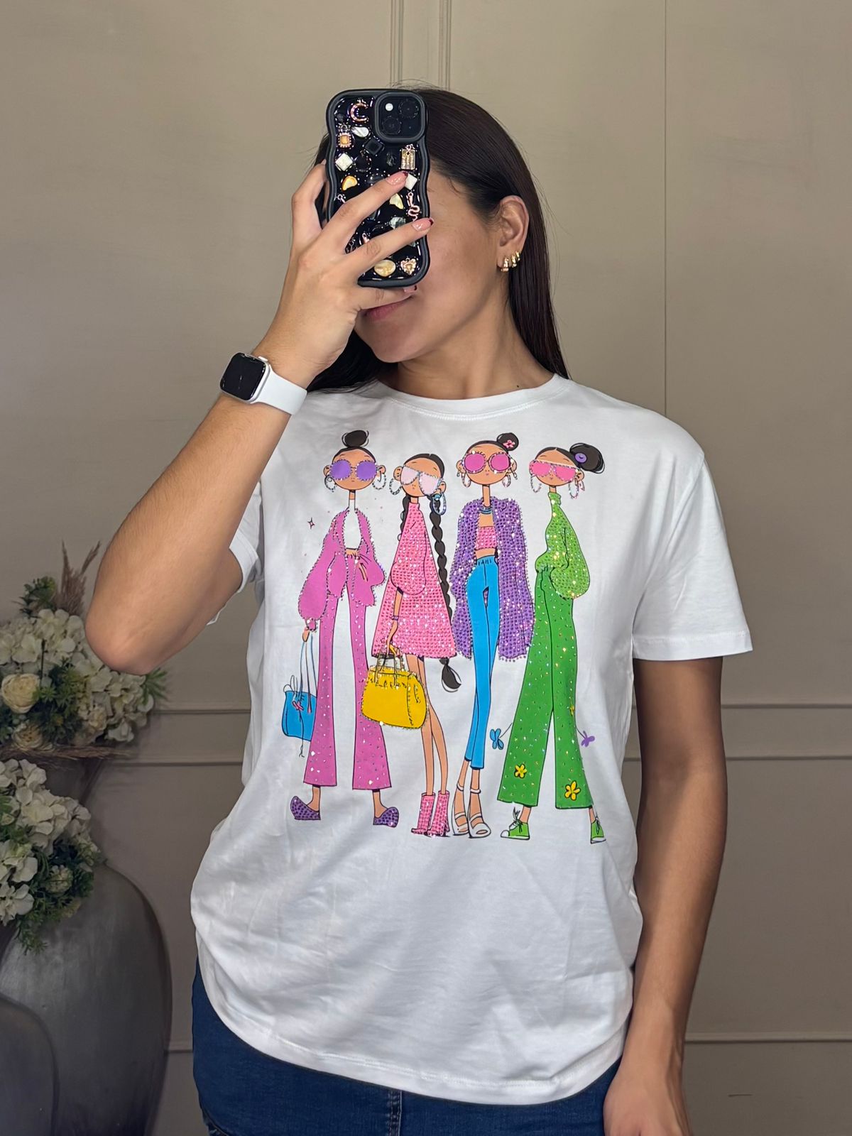 Playera monas brillos