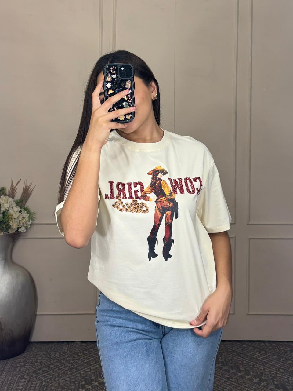 Playera cow girl
