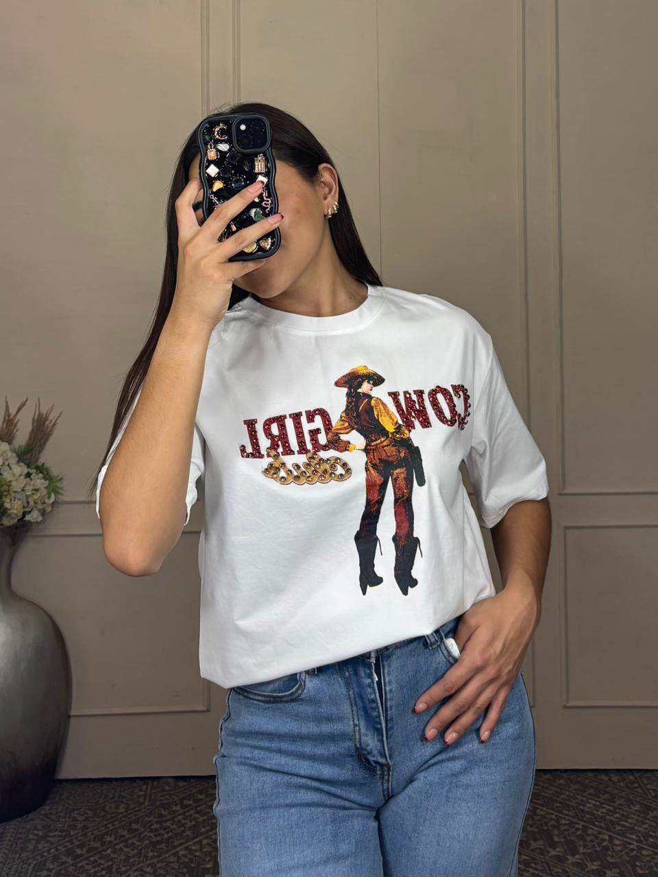 Playera cow girl