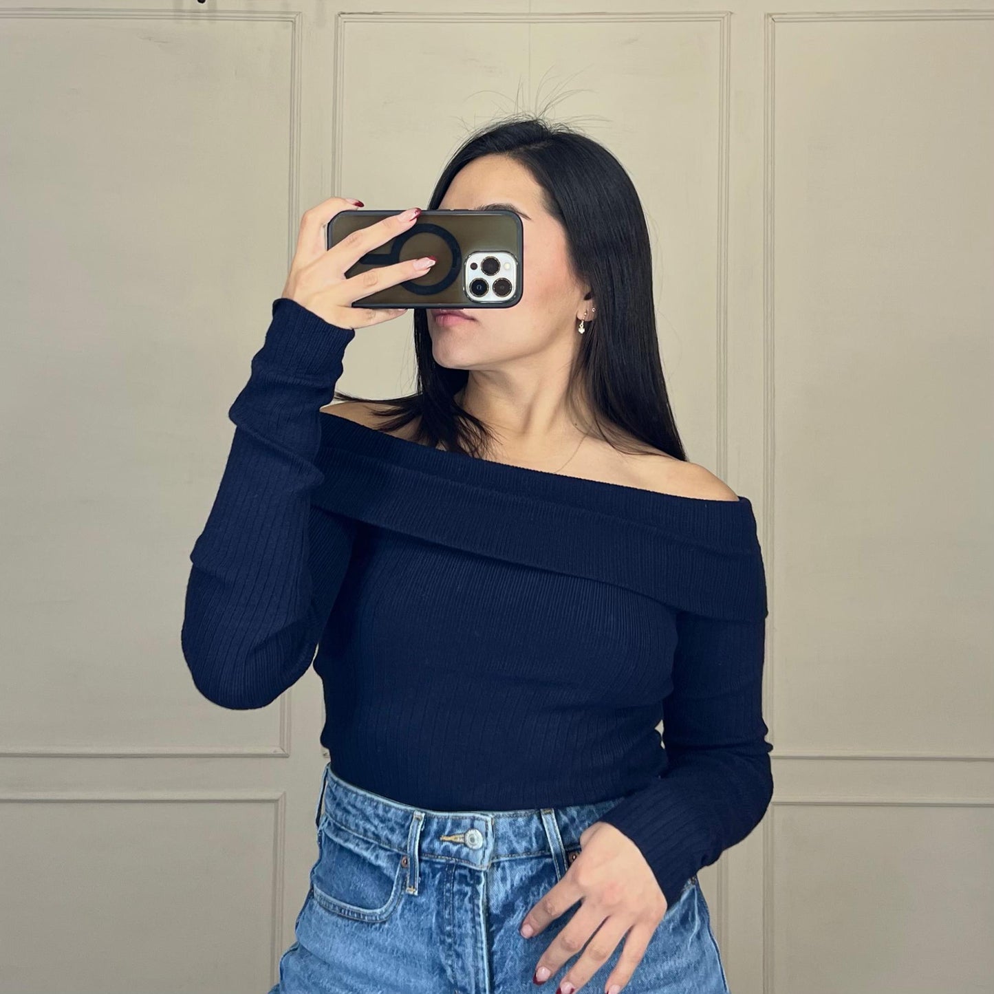 Blusa manga larga hombro