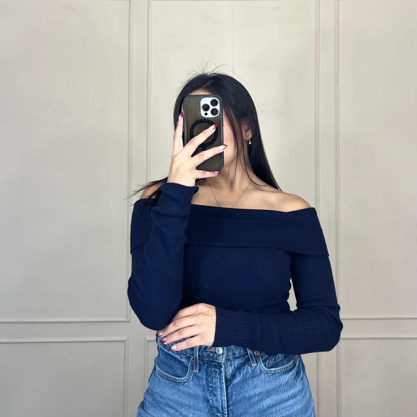 Blusa manga larga hombro